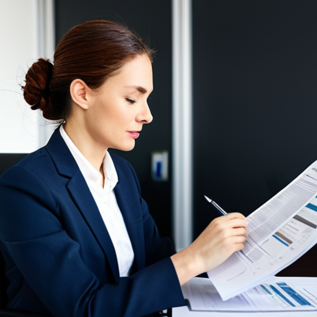 전산세무회계 자격증 활용 가능한 직종 - **Auditor in Action:** "A professional auditor, fully clothed in a modest business suit, reviewing f...