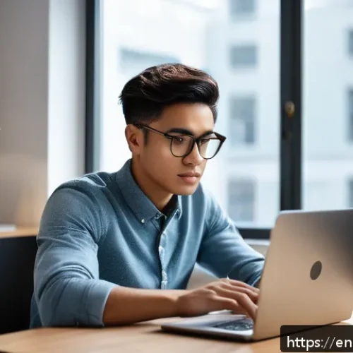 전산세무회계 자격증 시험일에 발생한 에피소드 - A focused young adult sitting at a clean, modern desk in a quiet home office, wearing casual smart c...